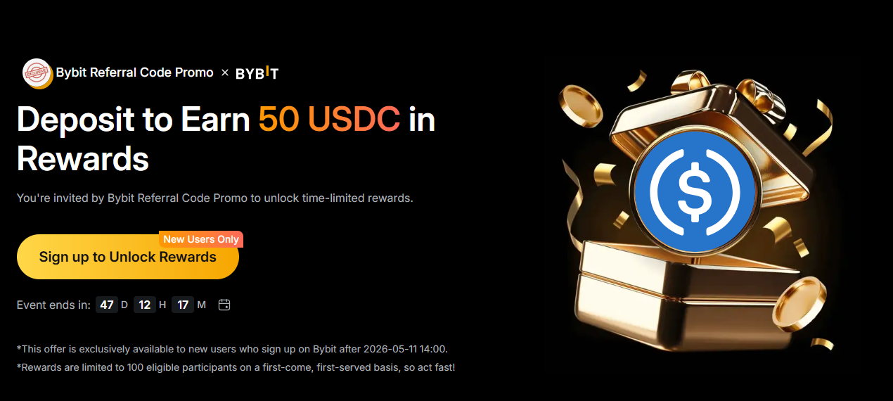 Bybit EU Bonus Aufschlüsselung Bybit EU Bonusstruktur mit 50 USDC und 10 Prozent Gebührenrabatt