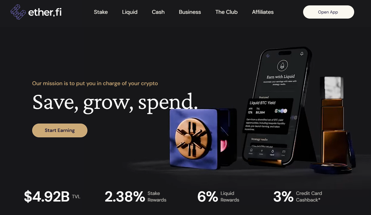 Ether.fi Cash DeFi-native Visa Card mit Cashback in wETH