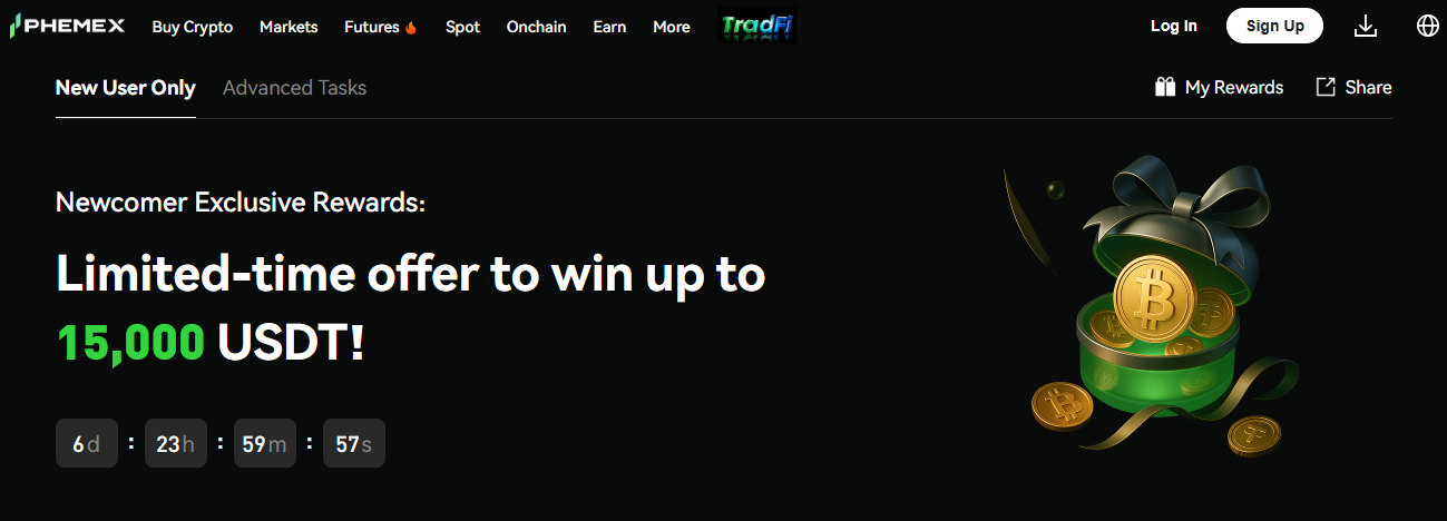 Phemex Bonusstruktur mit Mystery Box System bis 15.000 USDT